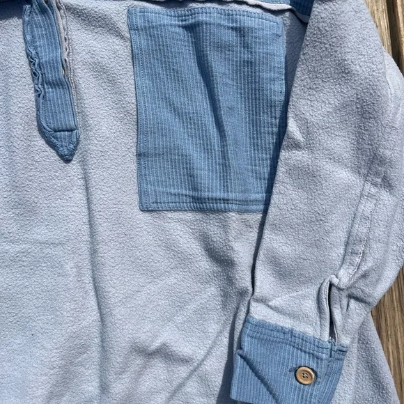 free people | oversized corie sweatshirt | size medium baby blue sweatshirt - Picture 7 of 9